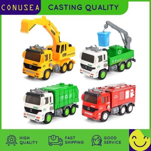 Inertia Toy cars Kids construction truck excavator childrens fire fighting truck model sanitation garbage truck toy for boys