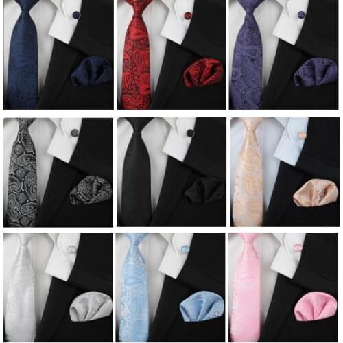 2019 Silk Neck tie set ties for men necktie Cufflinks pocket squares