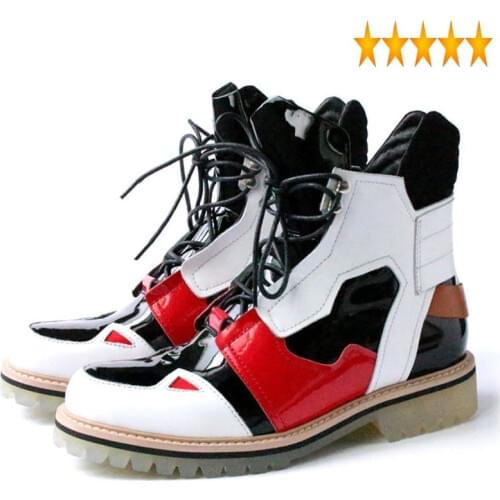 High Runway Casual Lace Up Top Men Street Fashion Round Toe Platform Ankle Winter Black Leather Cowboy Boots Male