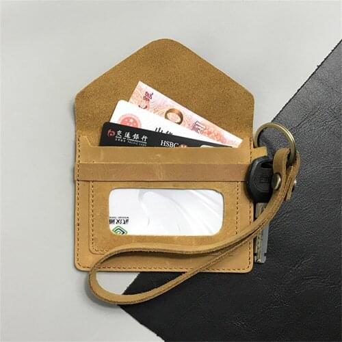 Vintage Style Durable Genuine Leather Credit Card Holder For Men New Wallet For Crads and Coin Traffic ID Card Holder