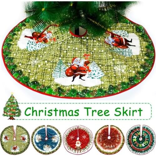90cm Non-Woven Fabric Christmas Cartoon Tree Skirts 5 Pattern Santa Claus Elk Dustproof Home Decoration Xmas Decor