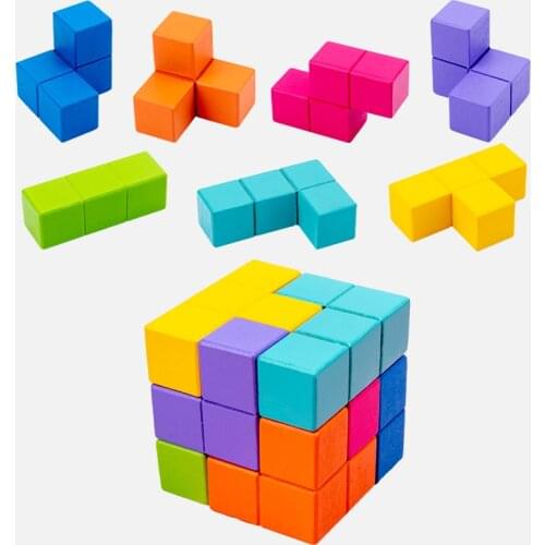 New Kids Wooden Toys 3D Puzzle Logic Game 3D Spatial Thinking DIY Table Game Wooden Puzzles Cube Edcuational Toys for Children