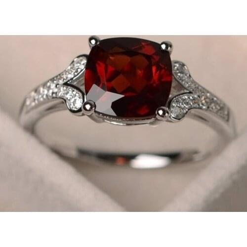 1.5 Carats Red Diamond 925 Pure Silver Engagement Wedding Bride Gift Ring Size 6-10