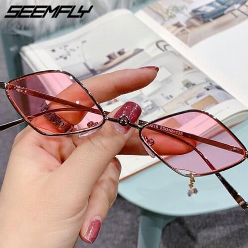 Seemfly Metal Frame Sunglasses Women Retro Fashion Pendant Sun Glasses Shades Female Goggle UV400 Mirror Driving Travel Eyewear