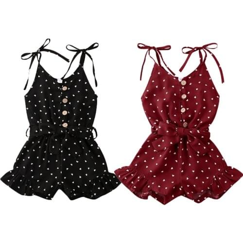 1-6Y Toddler Baby Girl Rompers Ruffles Sleeveless Print Summer Jumpsuit Overalls Outfit Clothes 2 Colors