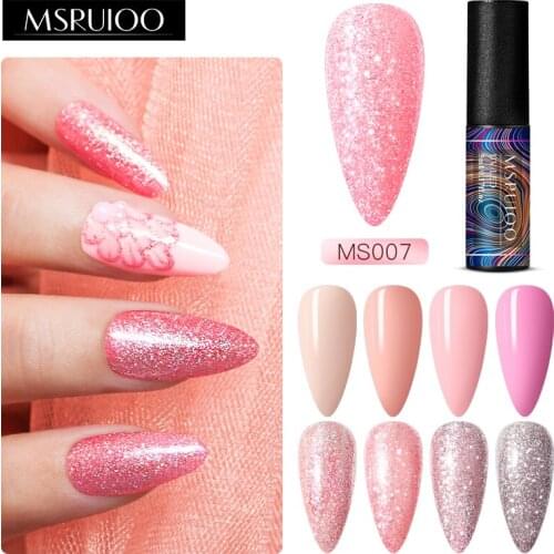 MSRUIOO Semi-transparent Nail Gel Rose Gold Nude Color Glitter Gel Soak Off UV Led Nail Gel Polish Nail Art Varnishes