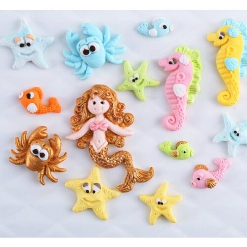 PRZY Seahorse Mermaid Octopus Shape Silicone Mold Fondant Mould Candy Molds Chocolate Soft Clay Resin Marine Life Sea Star