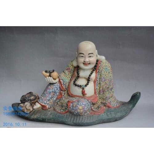 Rare Old Chinese porcelain statue,Sitting Buddha,Home Decoration collection & adornment, Free shipping