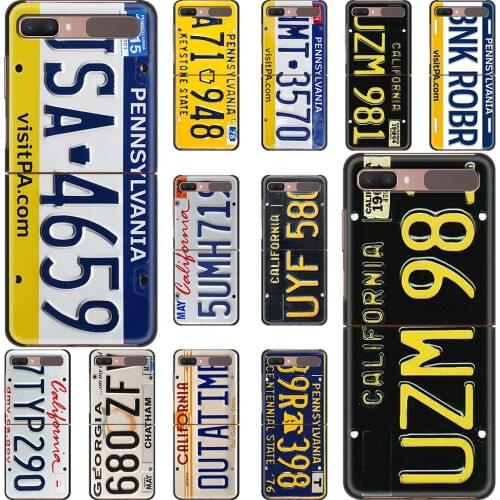 Retro Cool License Plate Number Smartphone Case For Samsung Galaxy Z Flip3 5G z flip Cover PC Shell Black Fundas Hard Coque