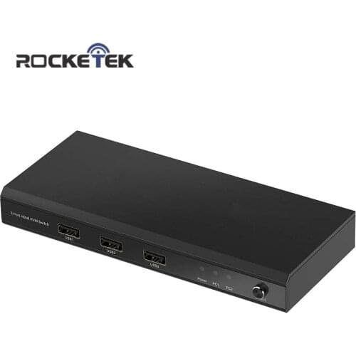 Rocketek KVM switch 3 USB 2.0 HDMI-compatible 4K 30Hz Splitter Printer Mouse Keyboard Share Switcher Box Controller Adapter