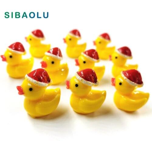 Little Christmas Duck Mini resin craft figurine Model Dollhouse Home Decor Miniature Fairy Garden Decoration Accessories Modern