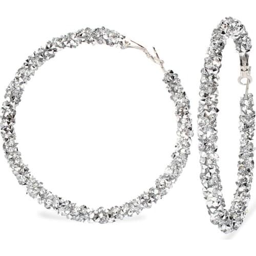 Earrings Trendy Stunning Glass Rhinestone Gems Hoop Earrings For Women Jewelry Statement Earrings Accessories Hot Sale