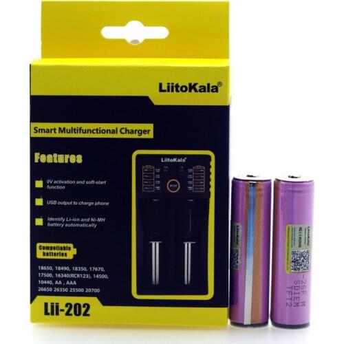 Liitokala lii-202 1.2V 3.2V 3.7V 26650 16340 Smart Charger+2PCS ICR18650-26FM 2600mAh 18650 flashlight batteries