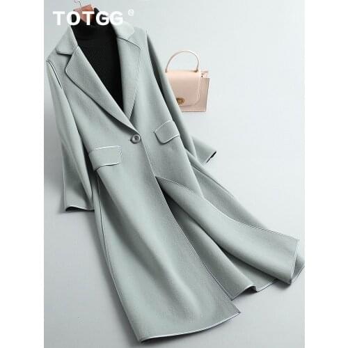 High end double-sided cashmere coat womens medium length new loose small wool coat in autumn and winter 2021
