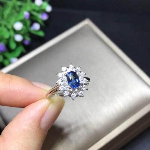 Fine jewelry 925 sterling silver inlaid Natural And Real Sapphire gemstone popular ring fashion Ring