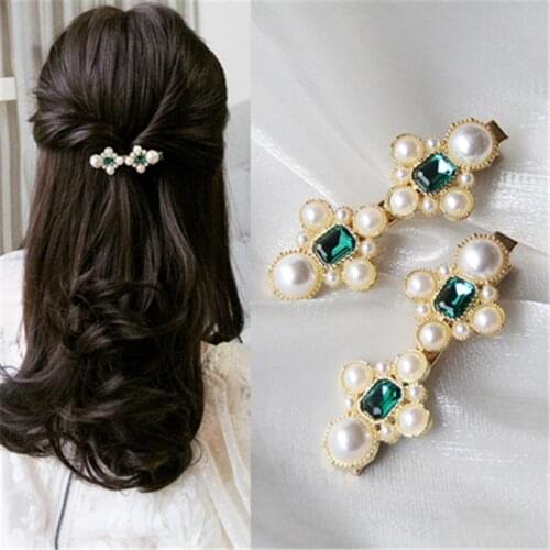 Hair Clip Hairpin For Women Girl Rhinestone Pearl Flower Retro Vintage Korean Handmade Fashion Head Accessories Mujer Wholesale