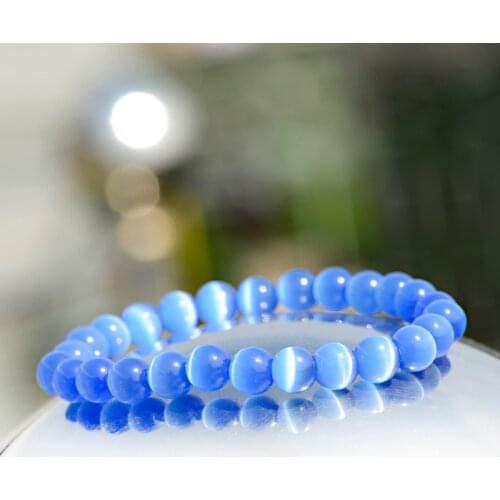 Trendy Natural Stone Blue Women Bracelet Femme Unisex Charm Vintage Opal Beads Chain Braclet Jewelry Mens Friend Gift AB176
