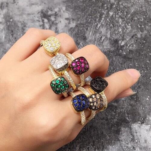 2019 Designer Most Fashion Brand Candy Stone Ring For Women Luxury Rose Gold 585 Silver Color Jewelry Mix Your Own Style Bijoux