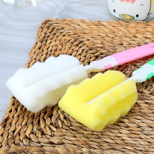 1pc Random Color Sponge Long Handle Cup Brush Removable Cup Cleaning Easy To Clean Glass Baby Bottle Kitchen Cleaning Tools