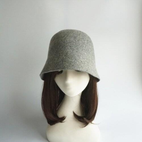 2021 Black camel gray woolen fisherman hat female autumn and winter wild retro beggar hat bucket hat bell hat