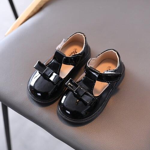 2021 Little GirlS Spring Baby Shoes Princess Bow Dress For Children Kids Party Patent Leather Toddler Shoes 1 2 3 4 5 6 Years