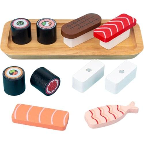 DIY 3D Wooden Toy Simulation Kitchen Series Sushi Model Montessori Pretend Play Early Education Toys Gifts For Children Girl
