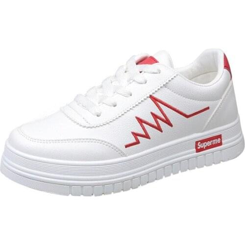 White skateboard shoes female students casual shoes board girl shoes female breathable thick bottom women shoes Skateboarding