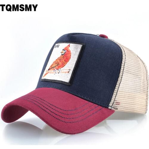 Embroidery birds Baseball Caps Men Snapback Hip Hop Animals Patch Cap Women Bone Summer Breathable Mesh Streetwear Trucker Caps