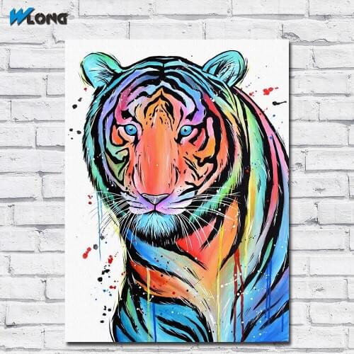 Large Size Printing Pop Art Vibrant_TIGER Wall art Home Decor Living Room Modern Canvas Print Paintings No Frames WLONG