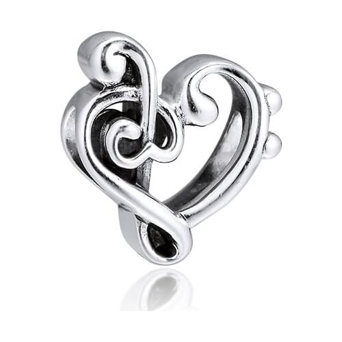 DIY Beads Fits Original Charms Bracelets Heart Treble Clef Charm Fashion Sterling Silver Beads For Jewelry Making