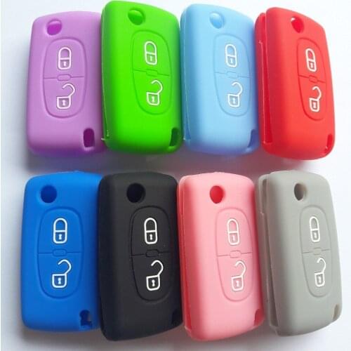 Flip Fob folding Remote Silicon Key Case For Peugeot 306 407 807 Partner Citroen C2 C3 C4 C6 Berlingo Remote fob Case 2 Button