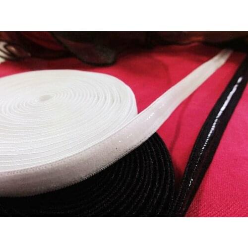 Black 50M/lot width 1cm Silicone 0.35cm silicone elastic gripper for Sewing DIY Bra Strap Elastic Webbing Band