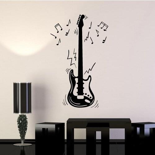 Electric Guitar Notes Musical Instrument Music Vinyl Wall Decal Home Decor Bedroom Art Mural Wall Stickers