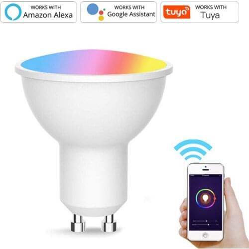 Gu10 Spotlight Wifi Smart Light Bulb App Remote Control RGB+CW 2700-6500K Smart Bulb RGB WiFi Light Lamp For Alexa Google Home