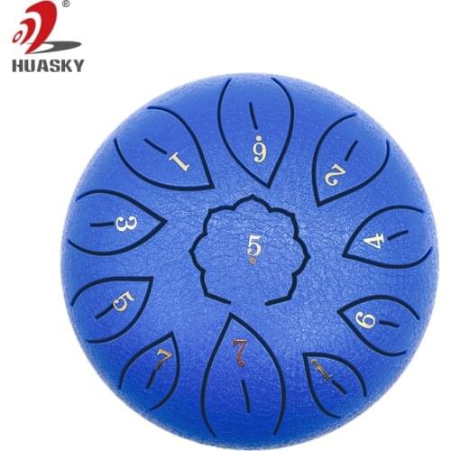 Huasky New design 6 inch 11 Tone drum Percussion Instrument steel tongue drum with Drum Mallets