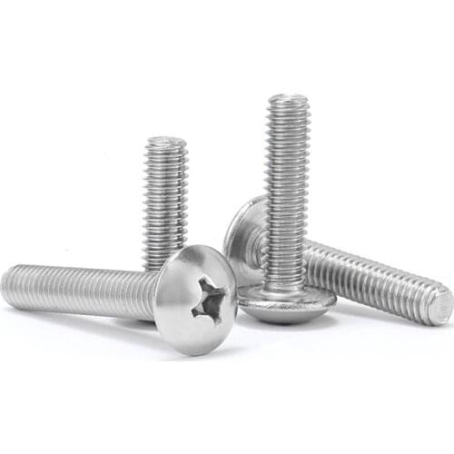 10/50pcs 304 A2-70 Stainless Steel JISB1111T Phillips Truss Head Large Flat Round Cross Screw Bolt M2 M2.5 M3 M4 M5 M6 L=3-50mm