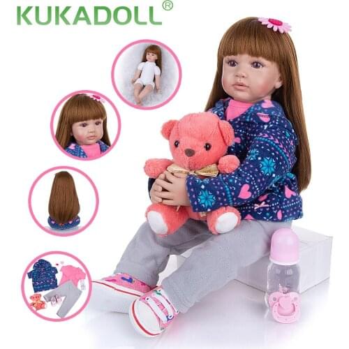 KUKADOLL 24 Inch Lovely Reborn Princess Babies Doll 60CM Cloth Body Realistic Bebe Reborn Menina For Kid Birthday Christmas Gift