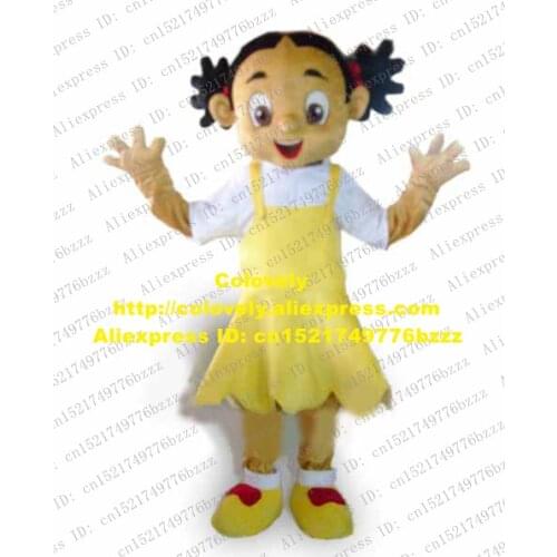 Sweet Japanese Girl Lassock Young Girl Mascot Costume With Happy Smiling Face Big Black Eyes Mascotte Adult No.154 Free Ship