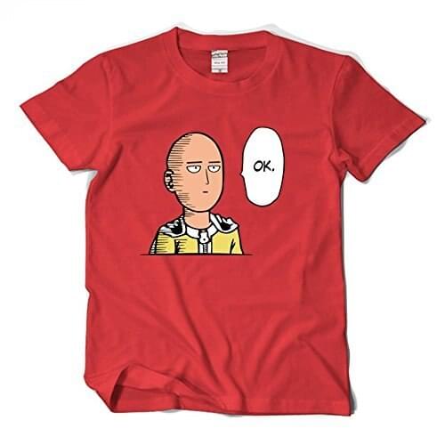 Fashion Anime One Punch Man T Shirt Cotton Printed Men T-shirt Black Comfortable Mens Shirt Casual T-shirt For Men