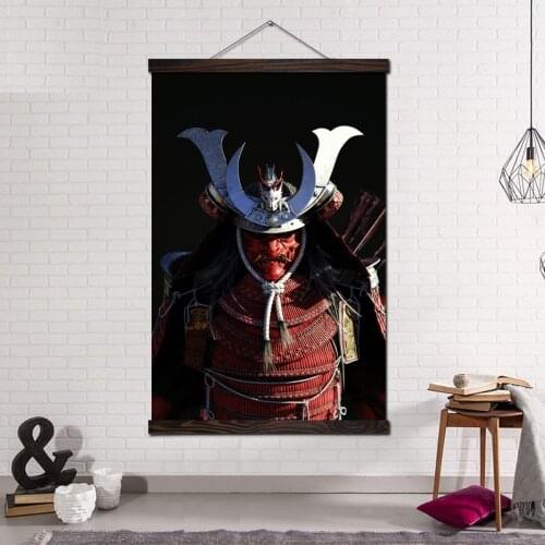 Wall Art Canvas Painting Framed Posters and Prints Home Decoration Wall Pictures for Bedroom Japanese Samurai Portrait Image