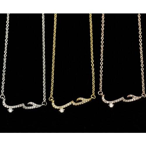 Arabic Love Necklace Statement Pendant Choker Necklace For Women Vintage Stainless Steel Jewelry Accessories Best Friend Gifts