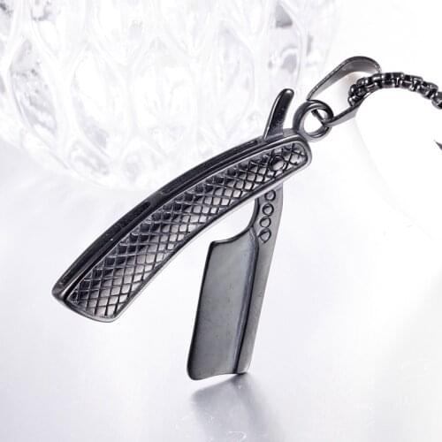 Barber Razor Mens Necklace Pendant Fashion Retro Hip Hop Rock Chain Around The Neck Pendant Jewelry Accessories