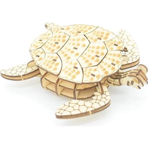 Yuanmbm P019 sea turtle puzzles Wooden Model Kits 3D Puzzle animal Toy Learning Game baby Teens and Adults Christmas Birthday