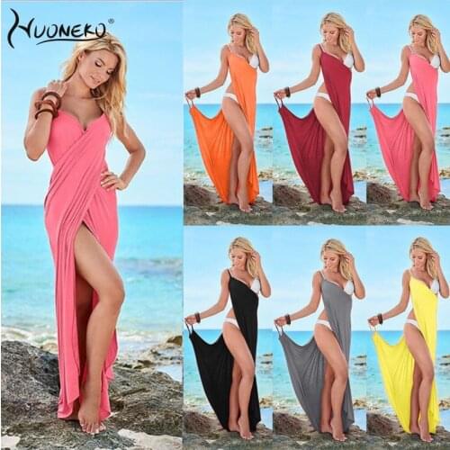 Dress Women Bohemian Backless Loose Sexy Strap Spring Summer Print Cross V-Neck New Sleeveless Basic Solid Womens Clothing WBC04