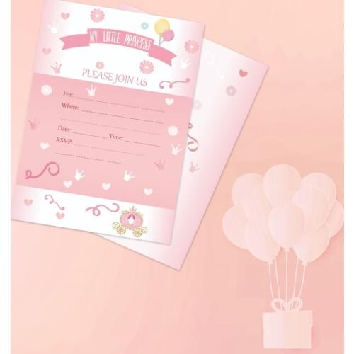 10pcs Sweet Princess Castle Party Invitations Cards Girls Happy Birthday Party Decorations Baby Shower Xmas Party Supplies