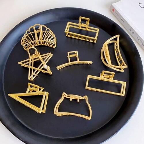 Simple Large Metal Grab Clip Personalized Shark Clip Hair Accessories Wholesale Luxury Jewelry Golden Hair Pins for Women