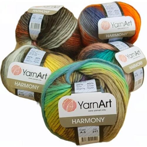 Yarnart Harmony Yarn 50gr 80mt %60 Wool Knitting Crochet Beanie Shawl Cowl Scarf DIY Rainbow Gradient Multicolor Soft Mink