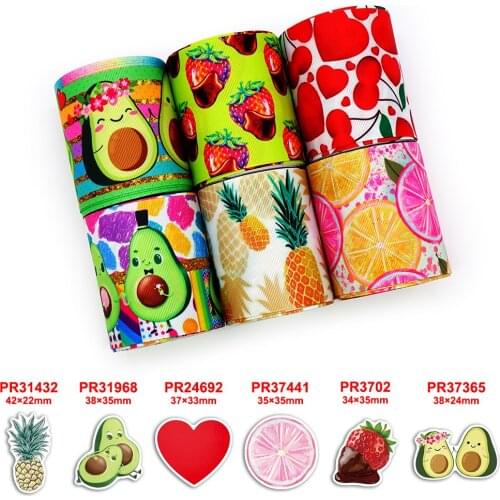 DIY craft supplies fruit printed grosgrain ribbon, satin ribbon 50 yards, planar resins 30 pieces. 35431