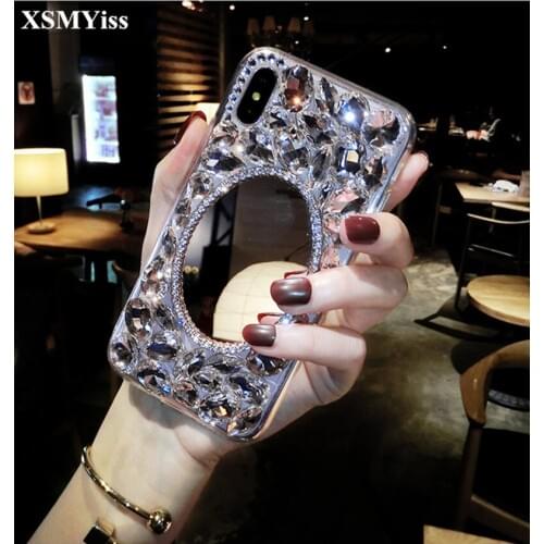 XSMYiss For Samsung j3 j5 j7 2017 j7 Prine j4 j6 j8 2018 Luxury Bling Rhinestone Crystal Diamond Mirror Soft Silicone Phone Case