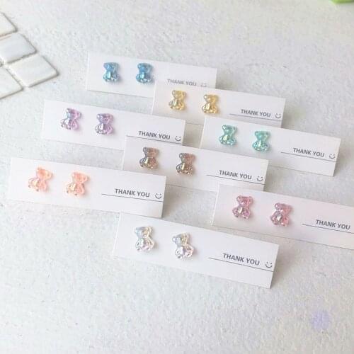 2021 New Korea Fashion Laser Gummy Bear Earrings for Woman Pink Purple Yellow Stud Earrings Gift Jewelry Wholesale Earring